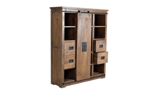 Mango Wooden Wardrobe with Sliding Doors and Storage Shelves Multi Functional <b>Clothes</b> Closet with <b>Drawers</b> - Product Image 3