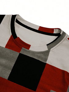 Men's Casual Long Sleeve Geometric Print Knitted <b>Shirt</b> Autumn Wear Full Sleeve V-Neck Polyester Fabric - Product Image 6