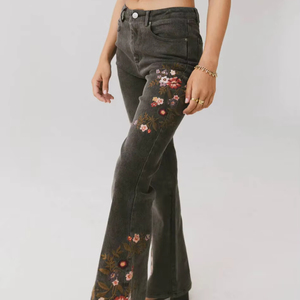 Latest Design Ladies Jeans <b>Pants</b> Vintage Printed Breathable Vintage All-Over Printing High Waist Straight Style Denim for Women - Product Image 1