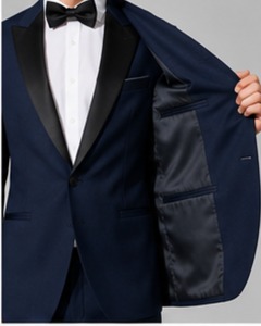Costume de smoking noir en laine pour homme, simple boutonnage, revers cranté, style britannique, tenue de cérémonie pour mariage, soirée ou bal de promo - Product Image 6