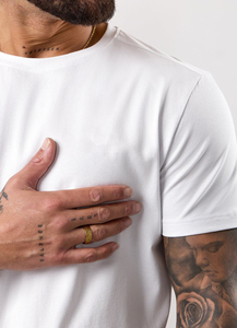 Camisetas de Lujo Personalizadas para Hombre, Camiseta de Algodón, Estilo Urbano, Cuello Redondo Acordonado, Tejido Grueso de 280 g/m² - Product Image 3