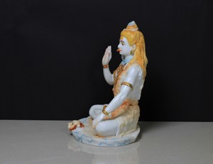 Statue du Seigneur Shiva en résine et poussière de marbre, artisanale, par Nirmala Handicrafts |   Idole de Shiva à quatre bras Trishul pour l'inauguration de la maison - Product Image 4