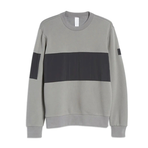 Sweat-shirt de survêtement gris pour homme, à blocs de couleur, manches longues, col rond, décontracté, 100 % coton, poids moyen, coupe classique, saison automne - Product Image 2