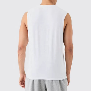 Débardeur pour homme noir sans manches à col rond, décontracté, tricoté, couleur unie, vêtements de sport, tricoté 100% coton, débardeurs pour homme - Product Image 5