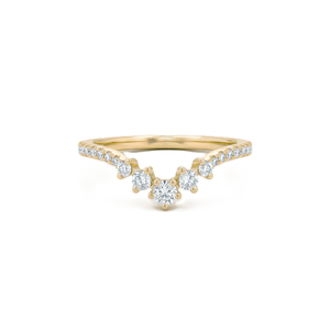 DEF Color VS VVS Clarity Round Lab Grown Diamond Cluster 18K Solid Gold Chevron Curved <b>Proposal</b> <b>Ring</b> Wedding Anniversary Jewelry - Product Image 1