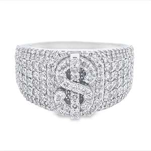 Anillo de Diamantes con Símbolo de Dólar, Plata 925 con Baño de Rodio, Certificado IGI, de Lujo, para Hombre y Mujer - Product Image 5