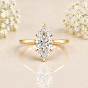 Bague de fiançailles pour femme en or blanc avec diamant taille marquise, style classique, diamant solitaire certifié IGI - Product Image 1