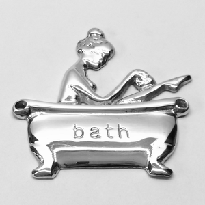 Vintage Brass Bathtub Bathroom Wall Sign Decorative <b>Bath</b> Plaque Antique Metal <b>Door</b> Sign - Product Image 4