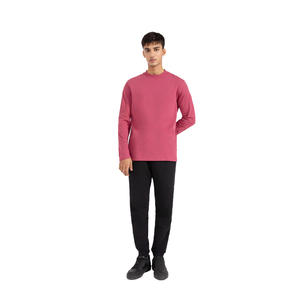 Camiseta de Manga Larga para Hombre, Cuello Redondo, Corte Regular, Color Sólido, Personalizable, Transpirable, 100% Algodón Jersey de Alta Calidad - Product Image 1