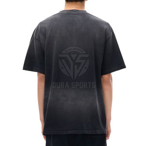 T-shirt décontracté d'été 100 % coton pour homme, imprimé personnalisé, effet délavé soleil, matière légère et durable, coupe ample - Product Image 3