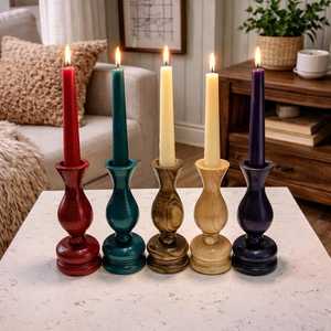 Portavelas de Madera de Mango Hecho a Mano, Regalo Decorativo Navideño, Candelabro de Madera Colorido, Decoración Festiva para el Hogar - Product Image 1