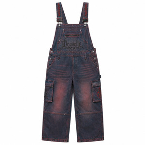 Mono vaquero Cargo unisex, estilo Y2K, holgado, azul rojizo lavado con bordado, estilo streetwear, venta al por mayor de fábrica - Product Image 2