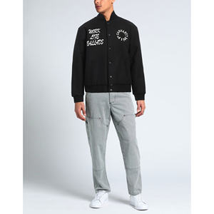 Meilleure qualité hommes Baseball Varsity vestes 100% coton Premium tissu Street Style côtelé tricot col avant broderie culture - Product Image 2