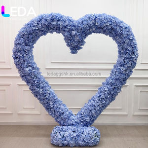 LEDA Wedding Backdrop Stage Valentine <b>Decorations</b> Marriage Proposal Red <b>Pink</b> Blue Hydrangea Artificial Flowers Heart Arch - Product Image 5