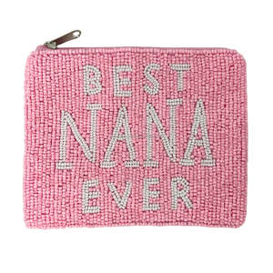 Portefeuille zippé personnalisé « Meilleure Nana de Tous les Temps », fait main pour perles de rocaille, pochette brodée, doublure en polyester doux, écologique, unisexe - Product Image 1