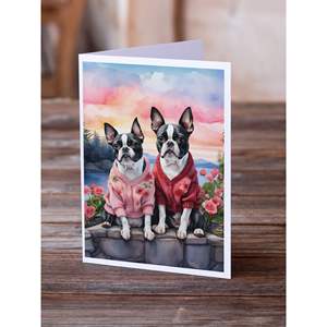 Whimsical Boston Terrier การ์ดอวยพรสองหัวใจ A7แพ็คการ์ดเปล่า8ใบพร้อม5x7ขนาดซองจดหมาย - Product Image 2