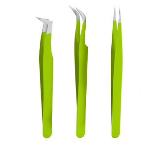 Ensemble de 3 pinces à cils en acier inoxydable de haute qualité, anti-magnétiques et anti-statiques, personnalisables, pour extensions de cils - Product Image 6
