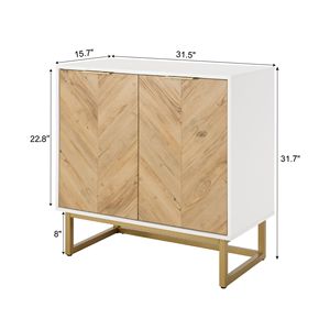 Mobile Moderno Bianco e Oro con 2 Ante, Credenza per Soggiorno e Sala da Pranzo - Product Image 6
