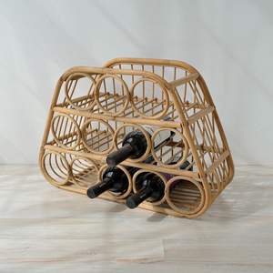 Elegant Wicker Rattan Wine Rack Ideal For Farmhouse Home Decor And Functional Bottle Organization Solution - Product Image 2