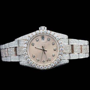 Reloj de pulsera de oro blanco con pavé de moissanita y diamantes para hombre, estilo Iced Out Bling, resistente al agua, de acero inoxidable, joyería de lujo HipHop - Product Image 6