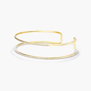 Two Row Cuff Diamond <b>Bracelet</b> In Yellow Gold - Product Image 5
