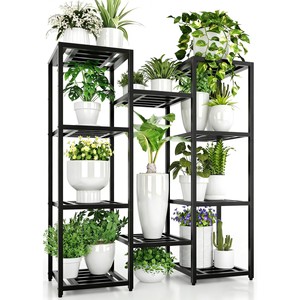Support de plante en bois de manguier et fer industriel |   Étagère de présentation multi-niveaux en gros - Product Image 1