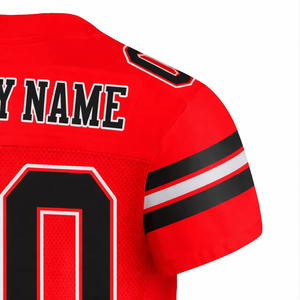 เสื้อฟุตบอลอเมริกันแบบกำหนดเอง OEM แบรนด์ส่วนตัว ชุดทีม ระบายอากาศได้ดี ผ้าตาข่าย แบบสั้น พิมพ์ลายแบบ Sublimation สั่งทำจำนวนมาก พร้อมปักชื่อและหมายเลข - Product Image 3