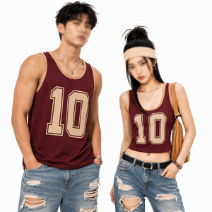 Maillot de football américain personnalisé en mesh, débardeur vintage numéro 10, streetwear, vêtements de sport pour couple, vente en gros - Product Image 1