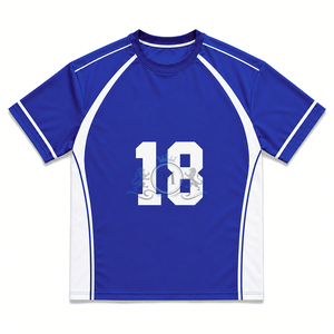Maillot de football personnalisé pour homme, rouge, manches courtes, numéro 18, col rond, en maille polyester respirante, pour toutes les saisons - Product Image 5