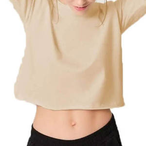 Camisetas de Algodón Lisas de Alta Calidad OEM, Camiseta Corta con Logotipo Personalizado, Top Corto Oversize para Mujer - Product Image 1