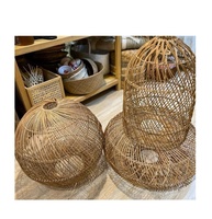 Abat-jour portable en bambou et rotin éco-naturel pour lampes suspendues murales ou de plafond de style marocain
