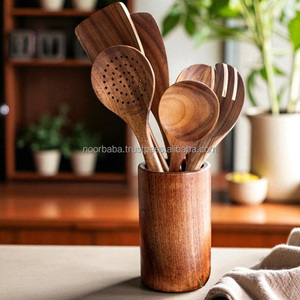 ที่วางภาชนะที่ทำจากไม้สำหรับทำอาหารอุปกรณ์บนโต๊ะอาหารแบบชนบทสำหรับวางบนเคาน์เตอร์ห้องครัวชั้นเก็บช้อนและไม้พาย - Product Image 6