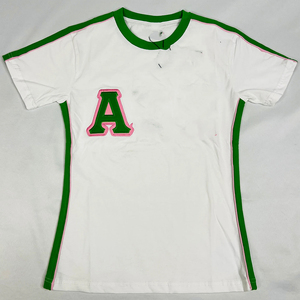   Camiseta Premium Negra de Manga Raglán para Mujer, Negra, Verde, Rosa, Manga Corta, Cuello Redondo, Estilo Griego Informal - Product Image 6
