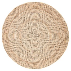 Round Bohemian Jute Area <b>Rug</b> with Blue Fringe Handcrafted Eco Friendly Living Room Decor - Product Image 1