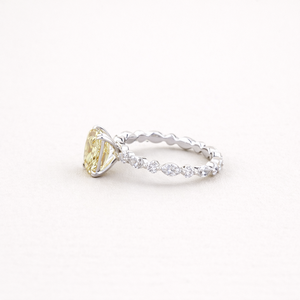 Bague de fiançailles en diamant de laboratoire de couleur fantaisie taille radiant en or rose/blanc/jaune 9 carats, avec bande en diamant certifiée IGI, plaquée rhodium - Product Image 2