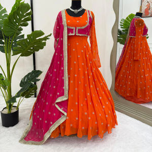 Diseñador moderno pesado Chinon tela Salwar Kameez hermosa secuencia trabajo Sharara hilo interior secado rápido fiesta ocasiones mismo - Product Image 4