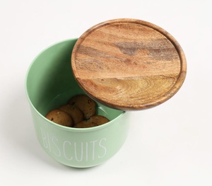 กระป๋องโลหะพร้อมฝาไม้กระป๋องพิมพ์ลายสุดสร้างสรรค์พร้อมฝาไม้ - Product Image 4