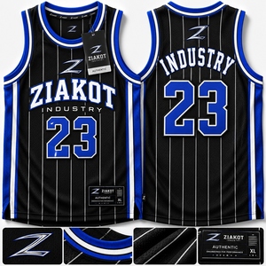 Maillot de basket authentique noir et blanc à rayures fines, personnalisé, le plus vendu en gros pour l'industrie - Product Image 1
