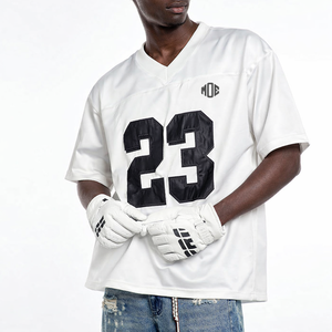Jersey de Fútbol Americano Blanco con Cuello en V Extra Grande, a la Moda 2026, 220 GSM, Malla de Poliéster, Impresión de Número Personalizada, Fabricante OEM al por Mayor, EE. UU. - Product Image 5