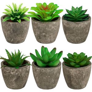 Set di 6 Piante Artificiali Realistiche, Piccole Succulente Finte con Vasi, Vegetazione Artificiale Realistica per Arredamento Casa - Product Image 1