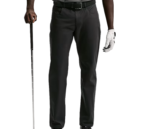 Pantalon de golf noir coupe droite pour homme, respirant, en polyester, décontracté, avec ceinture, poids moyen, pour le printemps - Product Image 1