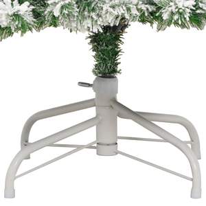 Sapin de Noël en fer de 82,7 pouces avec décorations festives en PVC vert et blanc à charnières - Product Image 6