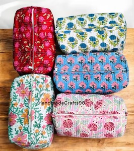 Vintage <b>Floral</b> Cotton Cosmetic Bag Medium Size Zipper Closure Multi Function Makeup Organizer Toiletry Bag - Product Image 1