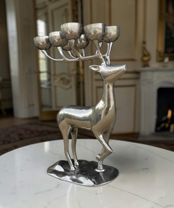 Candélabre de luxe en métal argenté en forme de renne à plusieurs branches, centre de table de Noël, décoration pour salon et salle à manger - Product Image 4