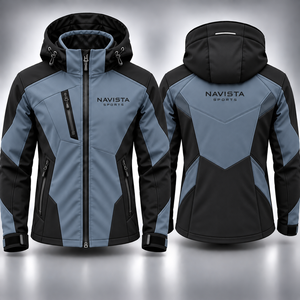 Unisex Hooded Softshell <b>Jacket</b> Stand Front <b>Grey</b> Windproof <b>Waterproof</b> Breathable Zipper Closure Casual Winter Embroidery - Product Image 2