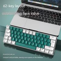 Freewolf T60 Keyboard Mekanik Warna Blok Warna Kustom untuk Game, Notebook, Kantor, Komputer, 62 Tombol Mini Keyboard 60%