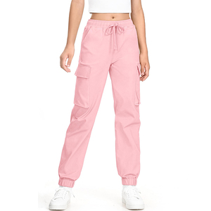 Pantalons d'uniforme scolaire bleu marine personnalisables avec logo, taille élastique, en coton tricoté, style jogging cargo pour enfants - Product Image 6