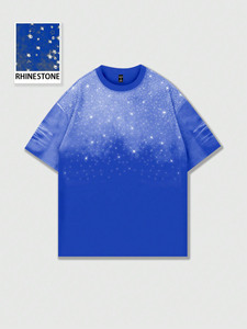 Camiseta Oversize Personalizada con Pedrería Brillante, Transpirable, 100% Algodón de Alto Gramaje para Hombre, 250-300GSM, Lavado Ácido, Cuello Redondo - Product Image 2