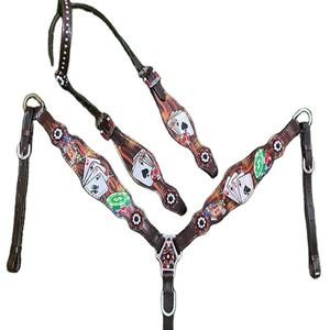 Headstall occidental de cuero pintado a mano con rienda Headstall caballo con riendas diseño genuino Western Headstall - Product Image 1