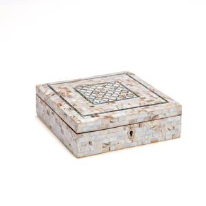 Traditional Indian Jewelry <b>Trinket</b> Sea Shell Inlay <b>Box</b> Handcrafted Mother Pearl Inlay Eco-Friendly High Quality Modern Bedroom - Product Image 1